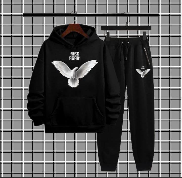 Men'a Hoodie Track Suit - 2 Pcs Hooded Neck Fleece Set